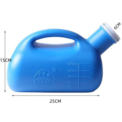 WOOLUCK® Urinal Bottle for Men 3000ml, Pee Bottle for Men with Lid, Urinal Bottle for on the Go, Hospital, Outdoor, Car, Camping - Blue