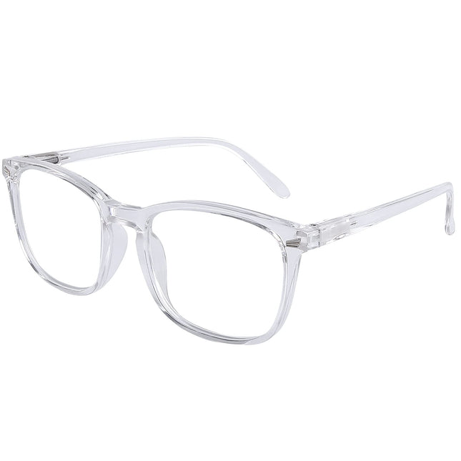 DOOViC Blue Light Filter Computer Glasses Transparent/Square Frame Large Computer Glasses Non-Prescription for Men/Women 0.0