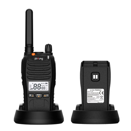 pofung PT88 PRO Professional License-Free PMR446 Portable Rechargeable Walkie Talkie, 16 Channels, LED Screen, Flashing Alarm, TOT, CTCSS/DCS, VOX and USB (Camping, Adventure) (2 Pack)