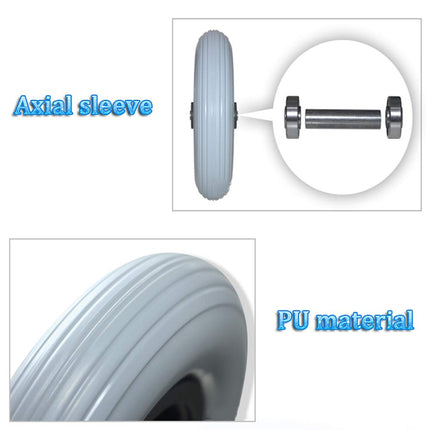 1 Pair of Wheelchair Wheels Front Small Wheels Wear-resistant Solid Tire 20 cm (8 inches), For Replacement of Wheelchair Walking Aid Gray