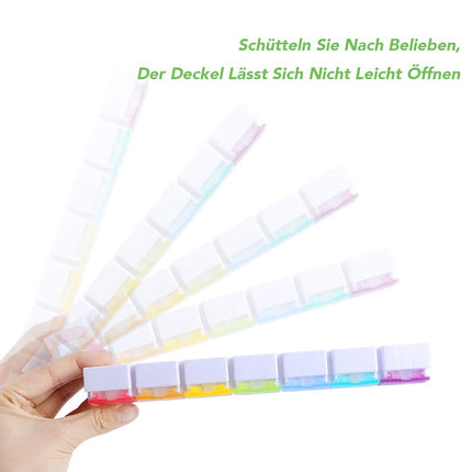 Opret Pill Box German, Pill Box 7 Days Rainbow Medicine Box Weekly Pill Box Small Easy to Open for On the Go
