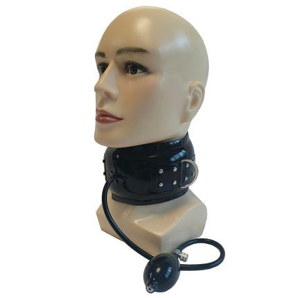 GREEFEI Latex Rubber Inflatable Choker Back Zipper,Latex Cosplay Collar Costume Choker XXXL