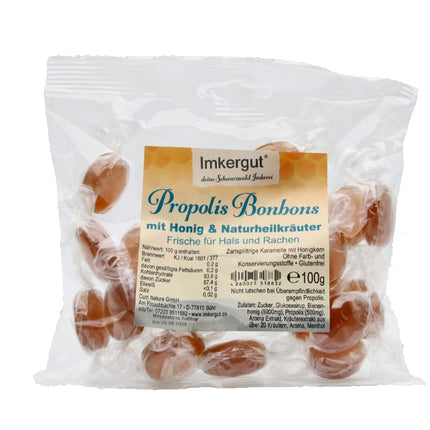 Honey Propolis Candies | from beekeepers | Throat lozenges with natural medicinal herbs | 100 g bag, beekeeping goods