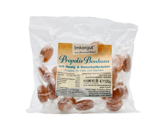 Honey Propolis Candies | from beekeepers | Throat lozenges with natural medicinal herbs | 100 g bag, beekeeping goods