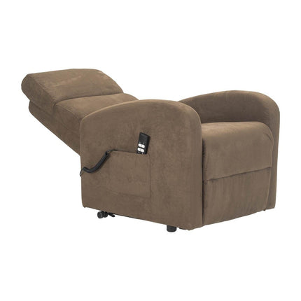 Sime LU-2 electric TV chair for seniors with 2 motors, independently adjustable backrest and footrest, 4-wheel kit, non-deformable seat, microfiber recliner with stand-up aid, brown
