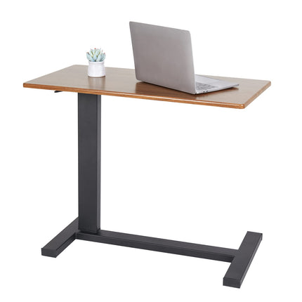 FATIVO Side Table with Wheels, Height-Adjustable, Bedside Table on Wheels, Table for Bed, Wooden Nursing Table, Hospital Table, Computer Table, Laptop Table, Sofa Table for Living Room, Bedroom, 80x40x90cm, Brown