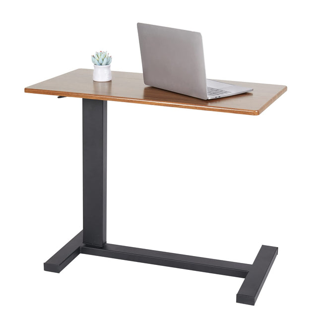 FATIVO Side Table with Wheels, Height-Adjustable, Bedside Table on Wheels, Table for Bed, Wooden Nursing Table, Hospital Table, Computer Table, Laptop Table, Sofa Table for Living Room, Bedroom, 80x40x90cm, Brown