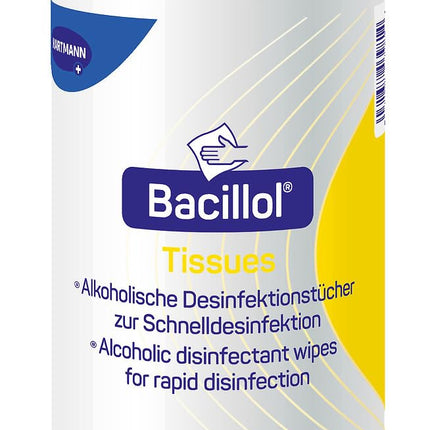 Bacillol Tissues: Alcohol-based rapid disinfectant wipes in a practical dispenser, 100 wipes