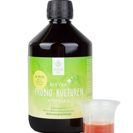 BitterLiebe® Bitter Probio-Cultures Complex - liquid intestinal bacteria - enteric-coated probiotics with 20 bacterial strains - 15 billion bacteria