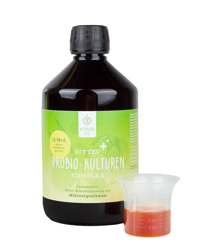 BitterLiebe® Bitter Probio-Cultures Complex - liquid intestinal bacteria - enteric-coated probiotics with 20 bacterial strains - 15 billion bacteria