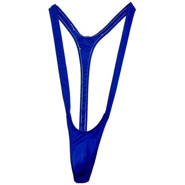 Creamlin Adjustable Men's Borat Style V Sling Stretch Sexy Underwear Suspenders Body Strap Thongs Bodysuit (Blue)