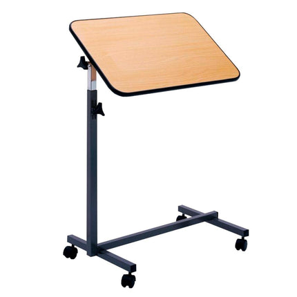 FabaCare side table for Nova bed, height-adjustable bedside table on castors, with FabaCare Easy To Clean special coating, table with tilt, brown