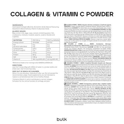Bulk Collagen and Vitamin C Powder, 12,000 mg per serving, Hydrolyzed Collagen Peptides, Type 1 and Type 3, Mango, 500 g