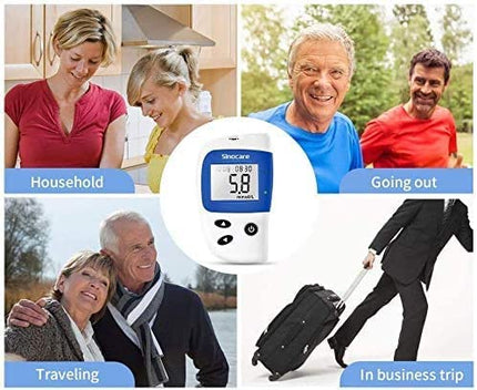 sinocare blood glucose meter, glucose monitor with blood glucose test strips 100, pain-free fast blood glucose alarm lamp, mg/dL