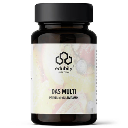 edubily nutrition® Multivitamin Capsules with vitamins, minerals &amp; trace elements such as chromium, iodine, copper, manganese, molybdenum, PQQ, Q10, selenium, zinc, without iron - 90 small capsules (Multi with iodine)