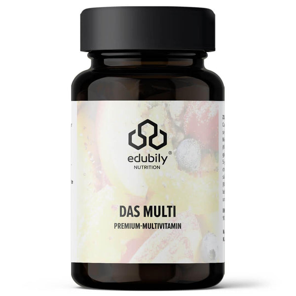edubily nutrition® Multivitamin Capsules with vitamins, minerals &amp; trace elements such as chromium, iodine, copper, manganese, molybdenum, PQQ, Q10, selenium, zinc, without iron - 90 small capsules (Multi with iodine)