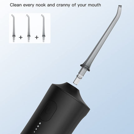 Operan Cordless Oral Irrigator, Portable Electric Dental Irrigator with 4 Modes and 4 Nozzles, 300ml Oral Irrigator, Test Winner for Removing Food Residue and Cleaning Teeth (Black, 1 Pack)