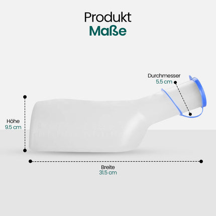 Hygiene100 Urinal Set (1000 ml Urinal + Bed Holder with Lid), Durable Translucent PP Urinal with Cap, Easy-to-Read Measuring Lines, Portable for Travel
