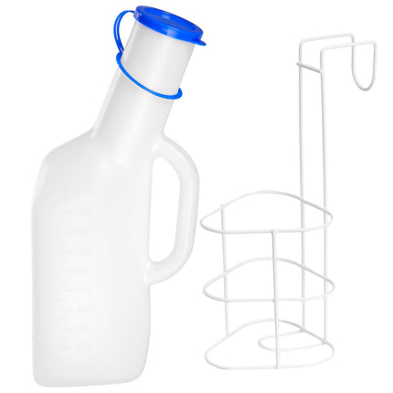 Urinal for Men Portable Urine Bottles Leak-proof Men's Urinals 1L Plastic Pee Bottle Travel Mobile Toilet with Bed Holder Urine Collection Container for On the Go Emergency