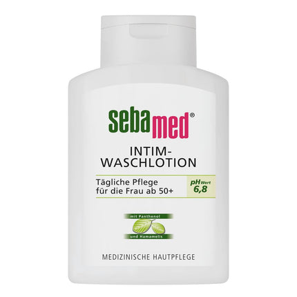 Sebamed Intimate Wash Lotion pH 6.8, from menopause, gently cleanses dryness in the sensitive intimate area and supports natural protection against irritants and moisture balance