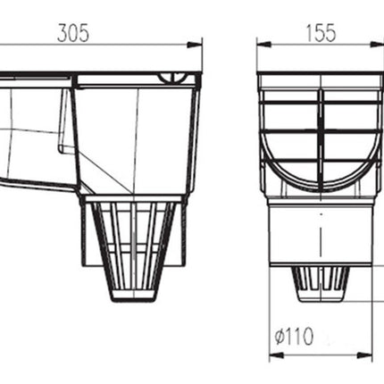 Downpipe drain, gutter drain, rain gully DN 110 325 A