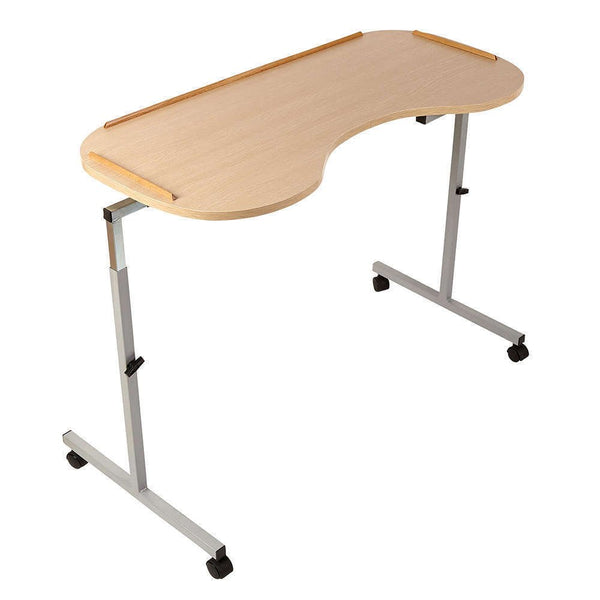 NRS Healthcare M99394 adjustable, ergonomically adapted overbed table with lockable castors
