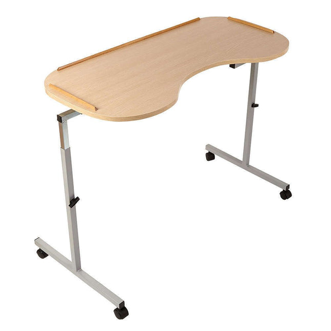 NRS Healthcare M99394 adjustable, ergonomically adapted overbed table with lockable castors