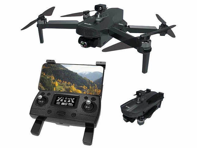 Simulus Drone: Foldable GPS drone, 4K camera, 360° distance sensor, brushless motor, app (quadcopter, GPS drone, iPad mount)