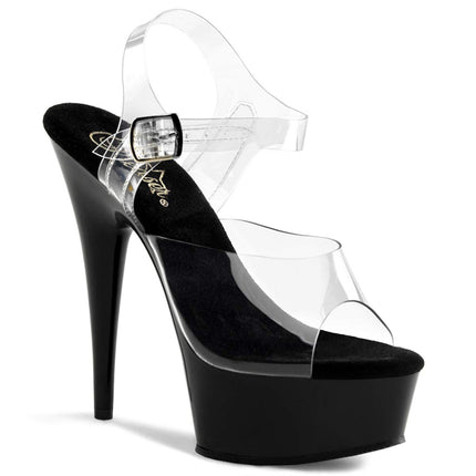 Pleaser PLEASER DELIGHT-608, women's platform sandals, transparent (transparent (Clr/Blk)), 40 EU
