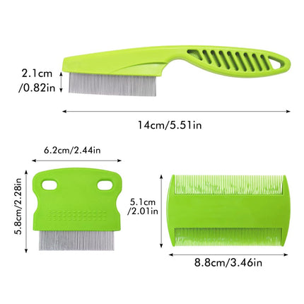Lice comb, 3 pieces flea comb, lice comb, metal teeth lice comb, plastic double-sided nit comb