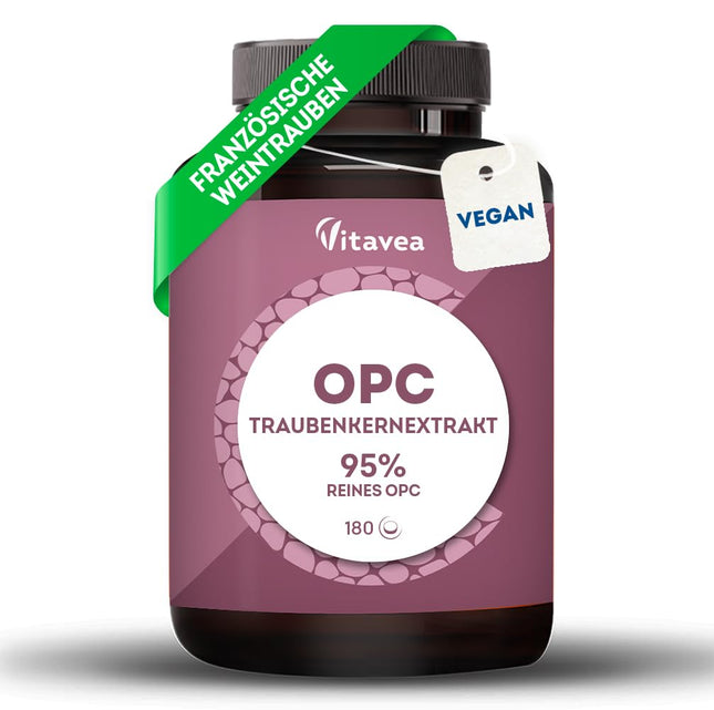 OPC Grape Seed Extract - High Dose with 95% Pure OPC - From French Grapes - Laboratory Tested (HPLC Method), Vegan - 180 Tablets - Vitavea