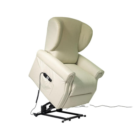 POLTRONE ITALIA Vanessa Leather 2 Motors PERSONALIZED TV armchair with electric stand-up aid Medical device 4 Wheels Micro-spring seat Stain-resistant senior armchair Relaxing armchair Beige