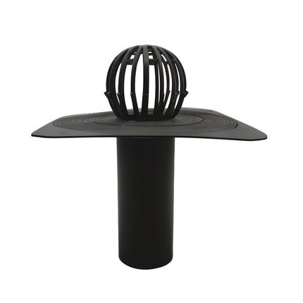 Flat roof drain DN50 to DN150 with leaf catcher, flat roof drain, roof sealing, square roof drain including leaf catcher, roof drainage, parapet drain, special hard PVC (roof drain DN50)