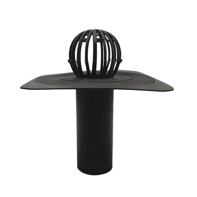 Flat roof drain DN50 to DN150 with leaf catcher, flat roof drain, roof sealing, square roof drain including leaf catcher, roof drainage, parapet drain, special hard PVC (roof drain DN50)