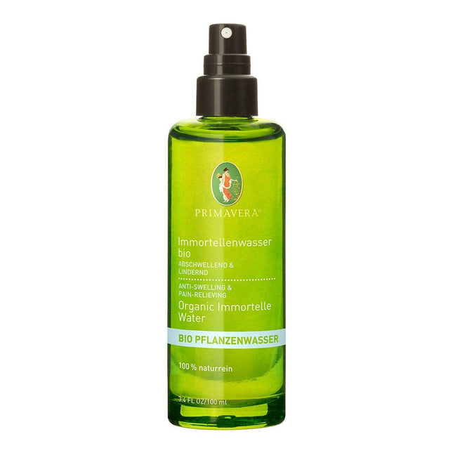 PRIMAVERA Organic Immortelle Plant Water 100 ml Vegan – Body Spray, First Aid Spray – decongestant, soothing for bruises and sore muscles