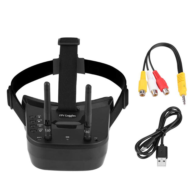 School Time FPV Drone Goggles, Portable Low Power FPV Goggles with Auto-Search 480 * 320 Display 5.8g Built-in 3.7V 1200mAh Battery for Model Airplane Parts Outdoor Use