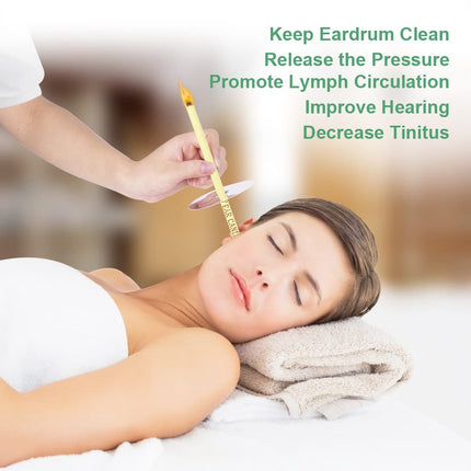 ACWOO Natural Ear Candles, 24 Pieces Earwax Remover Candles Ear Candle Kit, Ear Candles for Cleaning with 12 Protective Discs, Ear Candles for Cleaning and Relaxation, Beige