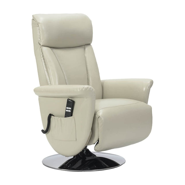 Sime MT-P2 ADJUSTABLE electric recliner with 2 motors, independently adjustable backrest and footrest, steel base, swivel chair, beige leather