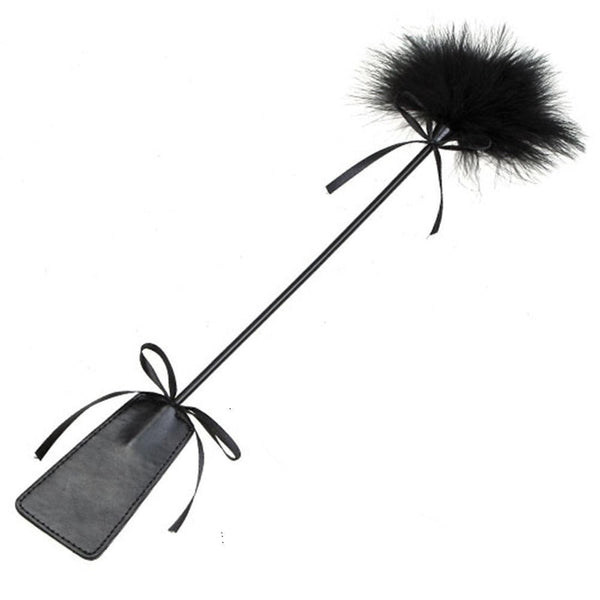 Feather tickler 2-in-1 with whip - Sex toy feather flirting feather tickler paddle crop soft whip SM fetish sex toy for extreme BDSMS bondage set