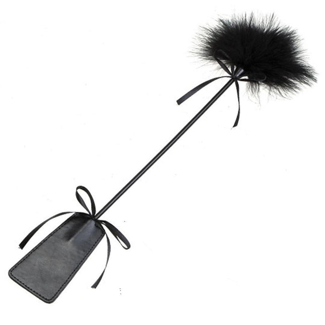 Feather tickler 2-in-1 with whip - Sex toy feather flirting feather tickler paddle crop soft whip SM fetish sex toy for extreme BDSMS bondage set