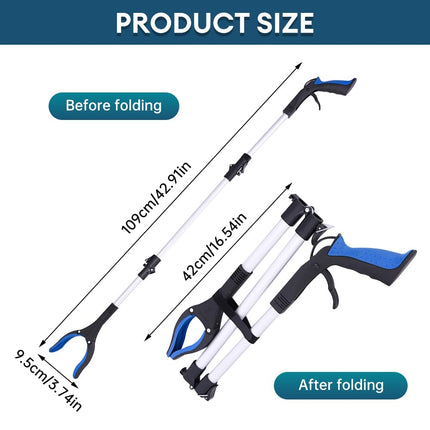 Extra long reacher and jack grabber, waste collector for adults and elderly, portable grab stick with light, helping hand grasping tool for disabled assistance, perfect garbage collection and