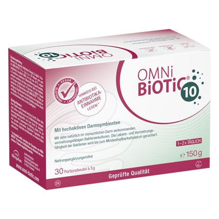 OMNi BiOTiC 10 | 30 servings (150g) | 10 bacterial strains | 10 billion germs per daily dose | Powder | With inulin | Vegan | Gluten-free | Lactose-free | For daily use