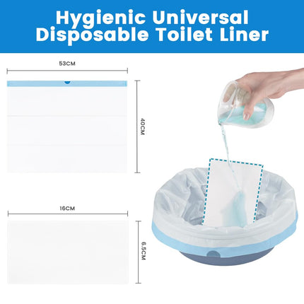 ACWOO Toilet Bags with Absorbent Pads, 40 Pack Bedpan Liners, Disposable Commode Toilet Pads, Portable Toilet Bags, Super Absorbent