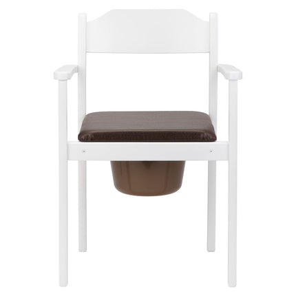 MaJSL Hygienic Commode Chair DUHA Made of High-Quality Wood Removable Bucket with Lid Certified Toilet Aid (White)