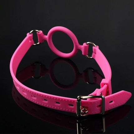 Vielretude Silicone O-Ring Mouth Gag Bondage Fetish Ball Gag BDSM Oral Gag Adjustable Erotic Toy (Pink)