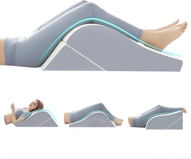 2PCS Leg Elevation Wedge Pillow for Sleeping, Leg Wedge Pillow after Knee Replacement after Surgery, Leg Wedges for Elevation for Swelling, Circulation, Adjustable 3-in-1 Height Foam Pillow Wedge