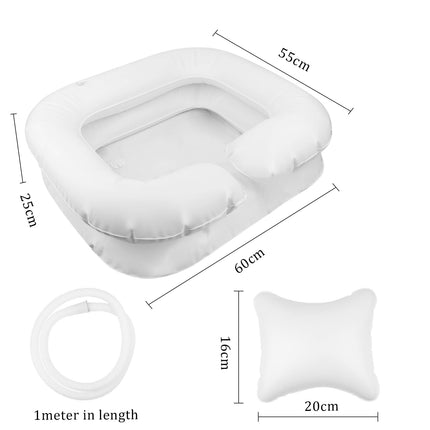 Hair wash basin for bedridden patients, hair washing for bedridden patients, inflatable hair wash basin for washing in bed, mobile shampoo basin with 1M drain hose, hair wash basin for postoperative patients