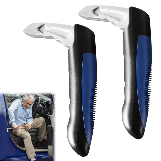 AVCXEC 2 pieces car exit aid, car handle for seniors, car door handle for the elderly, car entry aid, with safety window hammer function, non-slip, for seniors and disabled people