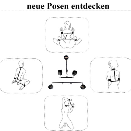 Spreader bar bondage handcuffs ankle cuffs sex toy with BDSM sex suit adjustable metal spreader bar slaves for couples (black)