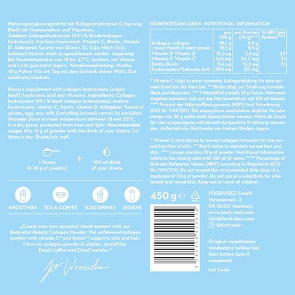 XXL Collagen Powder High Dosage 450 g | Premium Hyaluronic Acid, Biotin, Vitamins &amp; Minerals. Skin Care | Glow Collagen Powder Hydrolysate Peptides Types 1 and 3 | Skin, Hair, Nails | Neutral Soluble